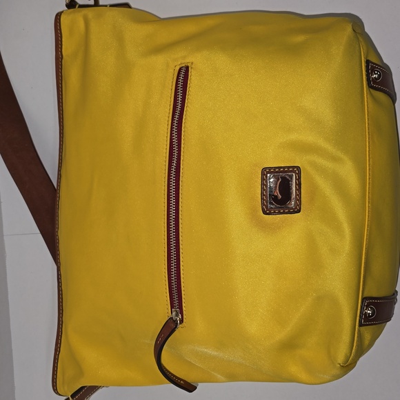 DOONEY AND BOURKE Nylon Hobo Shoulder Tote Bag Yellow Designer Bag - Picture 2 of 16